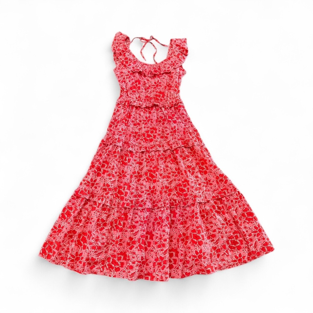 J.Crew Factory Floral Ruffle Dress Women's Size 0 Pink Printed EUC‎